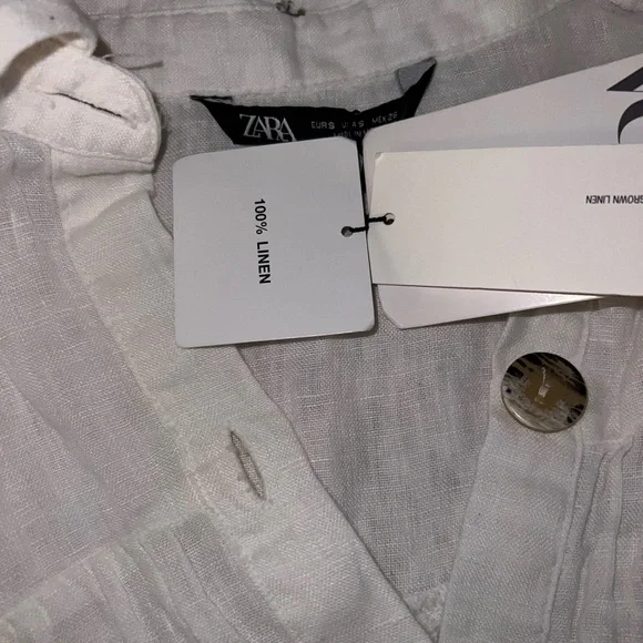 White Zara Linen Button Up Tank Top - Picture 4 of 4